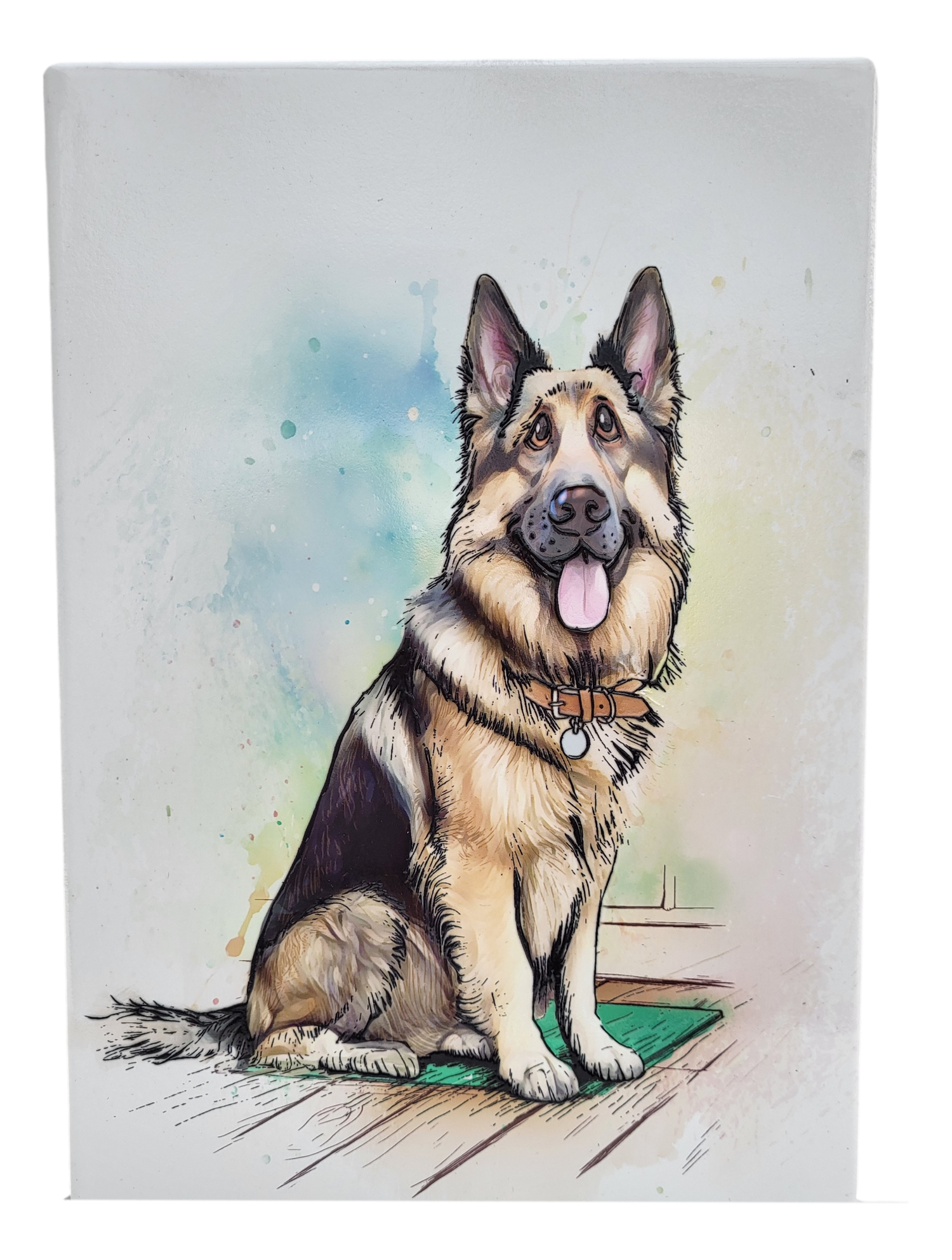 Dog Tile Picture Plaque Wall Sign Tube Lined Ceramic Wall or Free Standing 20x30cm