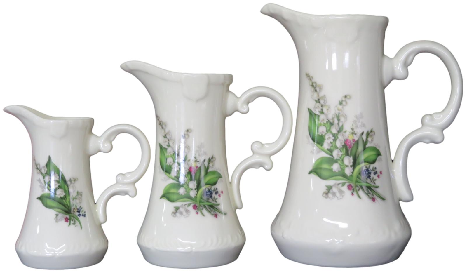 Ceramic Jug Pitcher Lilly Of Valley Floral Vintage Style Choice of 3 Sizes New