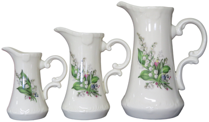 Ceramic Jug Pitcher Lilly Of Valley Floral Vintage Style Choice of 3 Sizes New