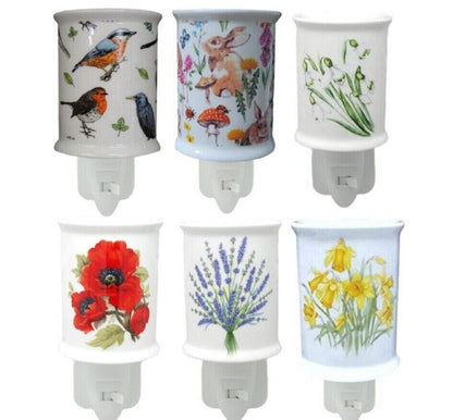 Ceramic Floral LED Night Light Electric Plug In On/Off Switch 6 Assorted Designs