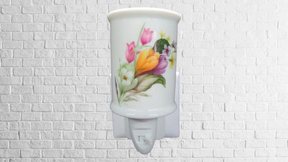 Crocus Night Light LED Ceramic Electric Uk Plug in On/Off Switch Floral Design