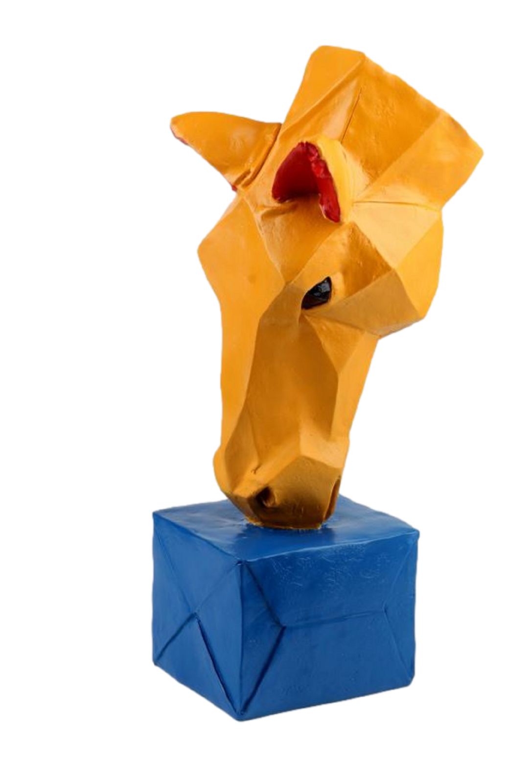 Orange Horse Head Ornament Modern Art Statue Garden or Home Resin Frostproof