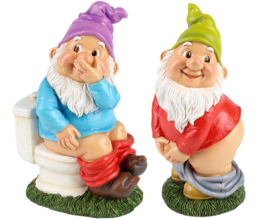 Naughty Gnomes Garden Ornament Figurine Resin Flasher or Toilet Large 10&quot;