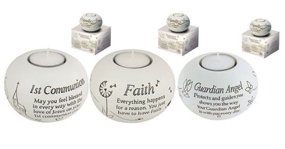 Tea Light Holder 1st Communion Faith Guardian Angel Religious Comes Gift Boxed
