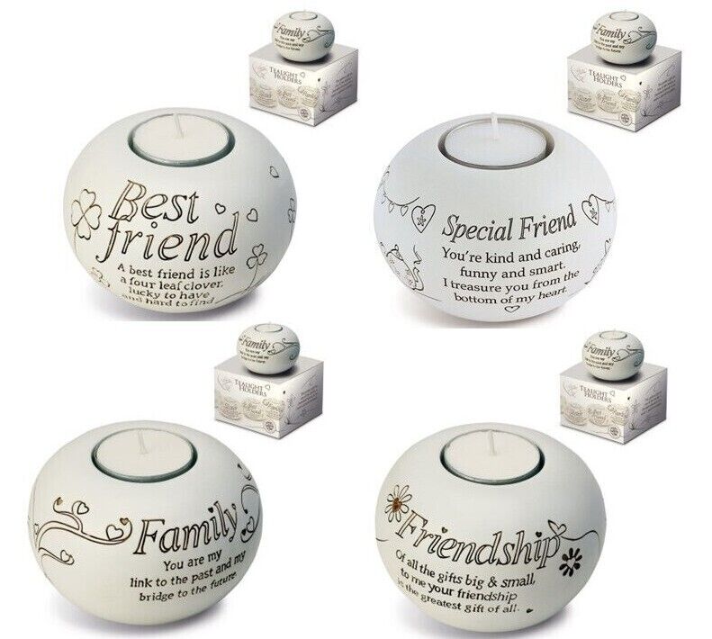 Tea Light Holder Ceramic Best Friend Special Friend Family Friendship Gift Boxed