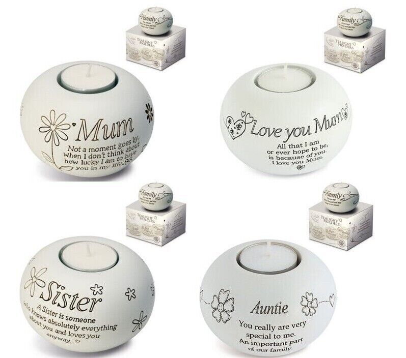 Tea Light Holder Ceramic Choice Of Mum Sister Auntie Or Love You Mum Gift Boxed