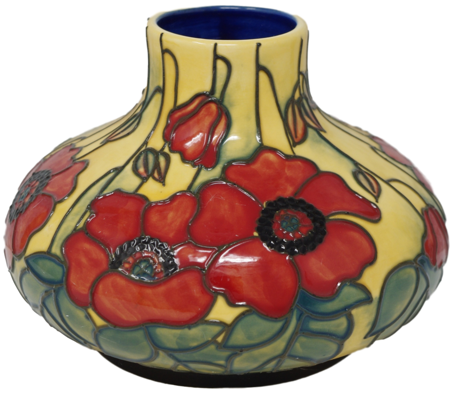 Vase Old Tupton Ware Yellow Poppy Ornament Ceramic Tube Lined Pottery