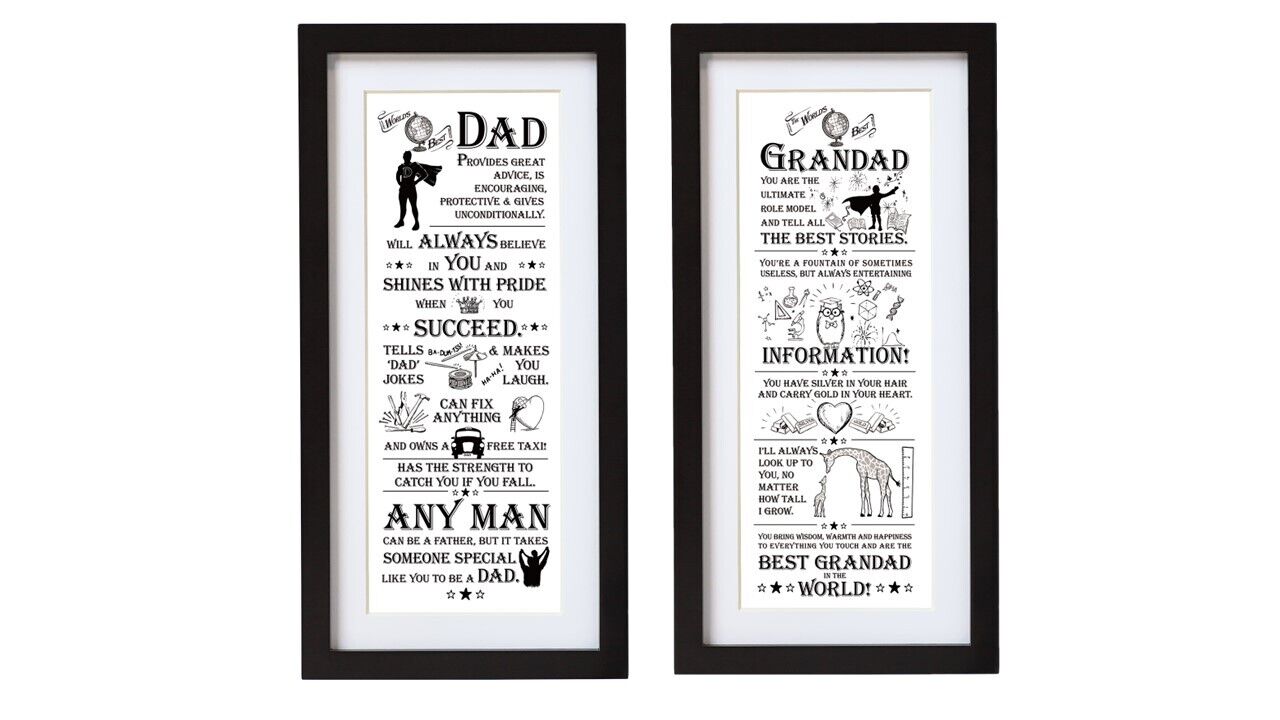 Plaque Sentimental Dad Or Grandad Ideal Fathers Day Gift Black &amp; White