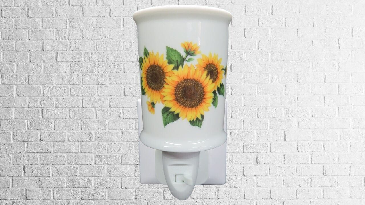 Sunflower LED Night Light Ceramic Electric Uk Plug in On/Off Switch Floral
