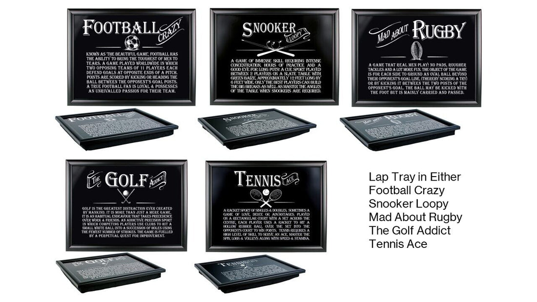 Sports Lap Tray Food Tray Beanbag Football Golf Rugby Snooker or Tennis Gift