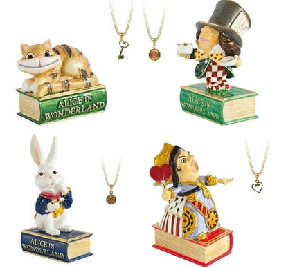 Trinket Box &amp; Pendant Necklace Alice in Wonderland Characters Gift Boxed