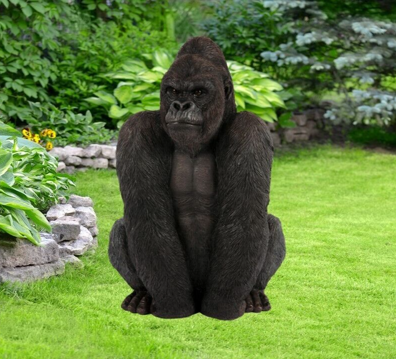 Sitting Gorilla Garden Ornament Novelty Resin Statue Home Figurine Jungle Ex Lar