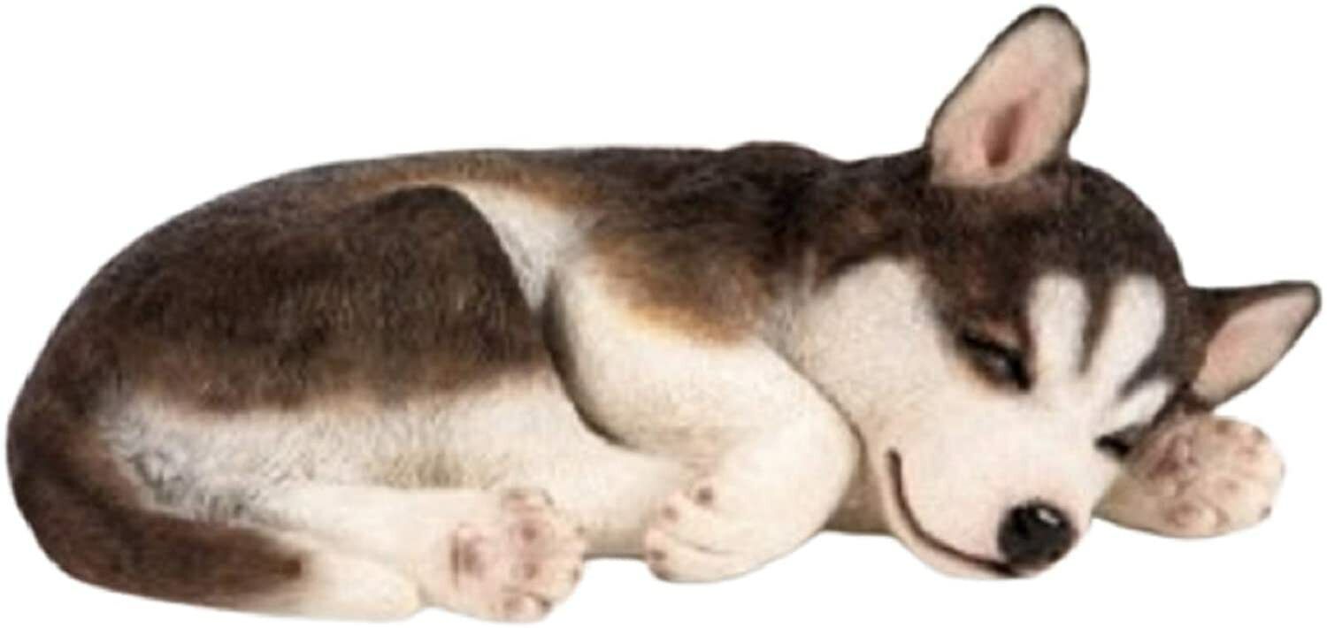 Sleeping Husky Garden Ornament Dog Puppy Statue Outdoor Home Decor Frostproof