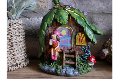 Fairy House Light Up With Solar Light Resin Hobbit Pixie Elf Weatherproof 20cm