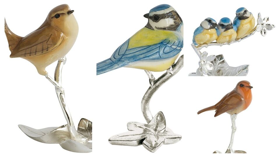 Bird Ornament Figurine Choice of Blue Tit Blue Tit Chicks Wren Robin Gift Boxed