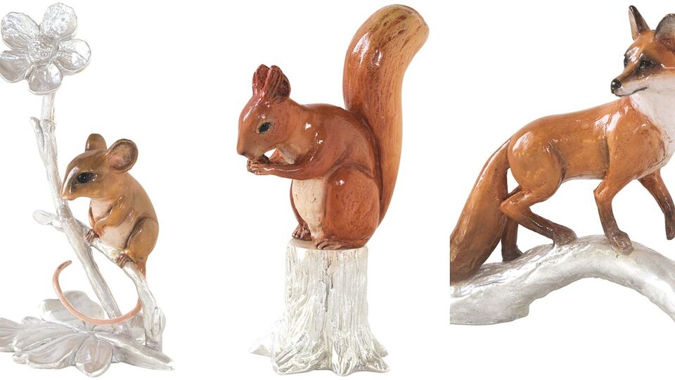 Animal Ornament Figurine Choice of Fieldmouse Fox or Red Squirrel Gift Boxed