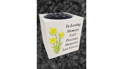 Nan Grave Vase Daffodil Flower Memorial Pot Cream Loving Memory Tribute