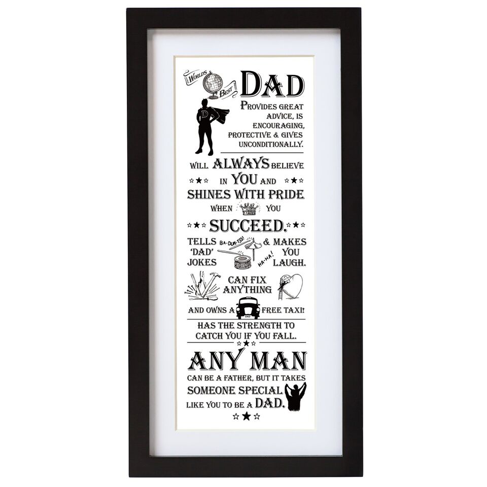 Plaque Sentimental Dad Or Grandad Ideal Fathers Day Gift Black &amp; White