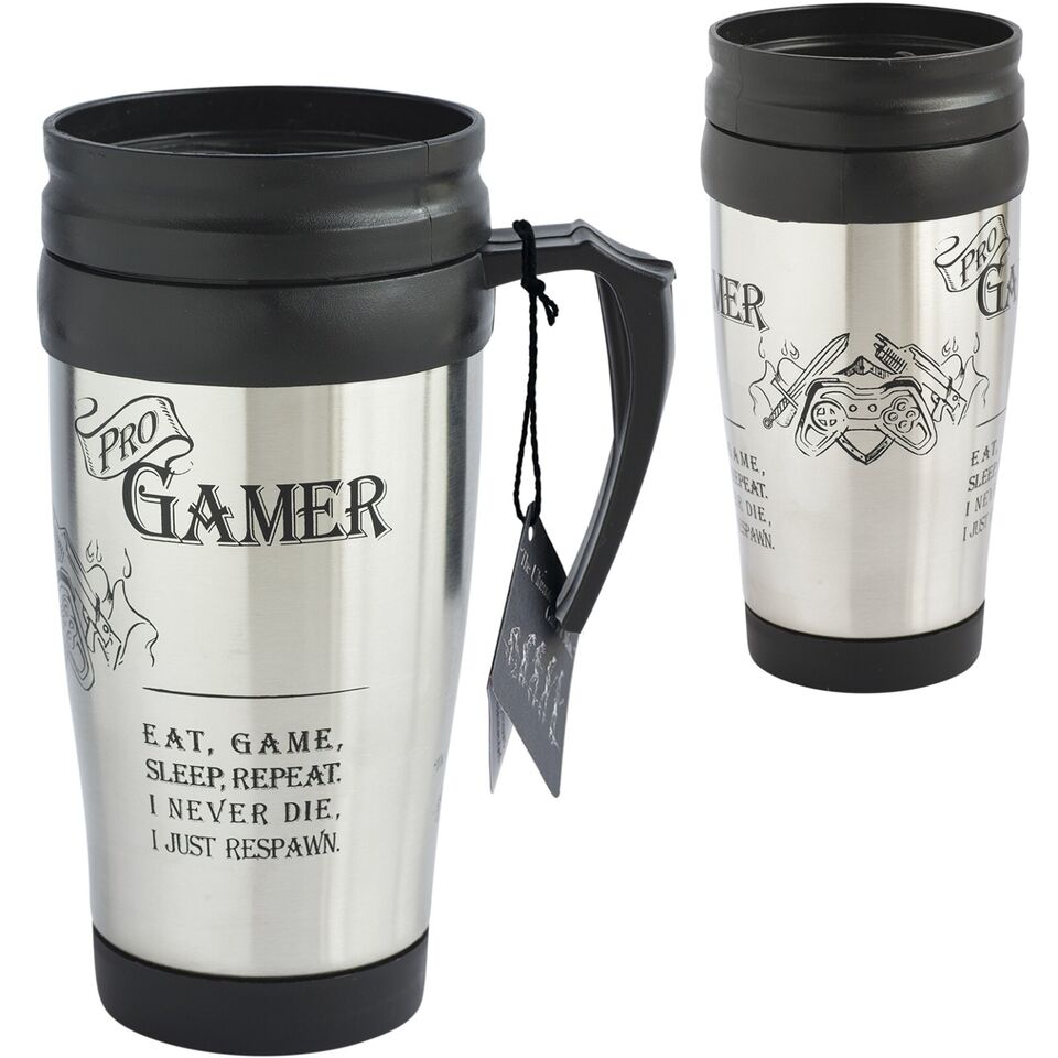 Travel Mug Choice of Dad Grandad or Gamer Stainless Steel Hot or Cold 350ml