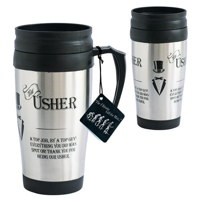 Wedding Travel Mug Choice of Best Man or Usher Stainless Steel Hot or Cold 350ml