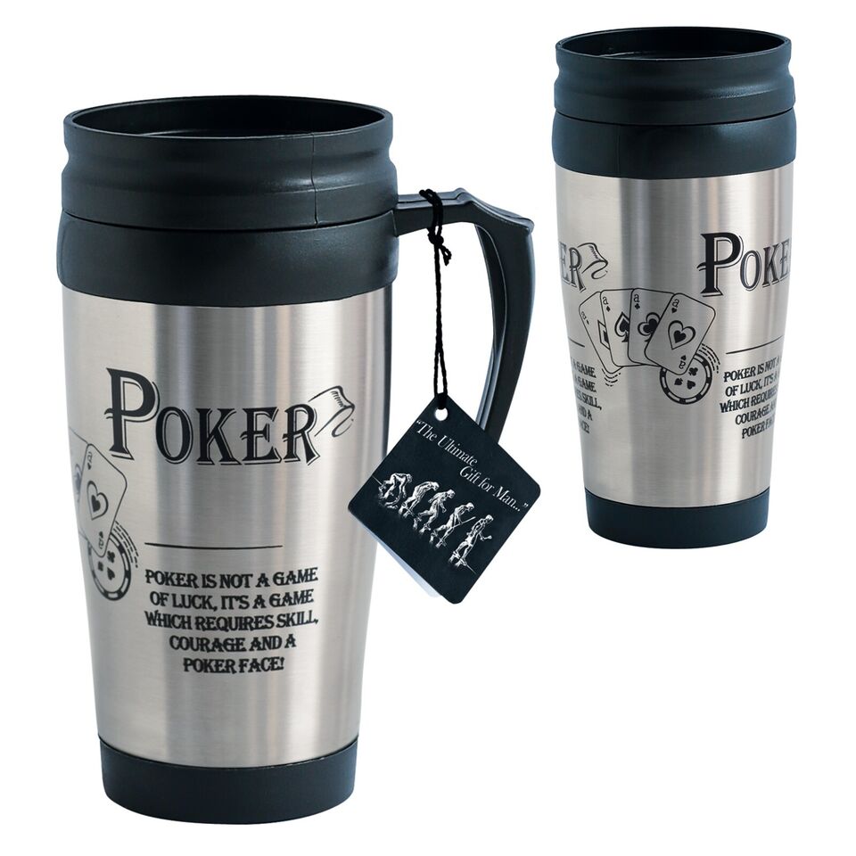 Novelty Travel Mug Choice or Petrol Head or Poker Stainless Steel Hot or Cold