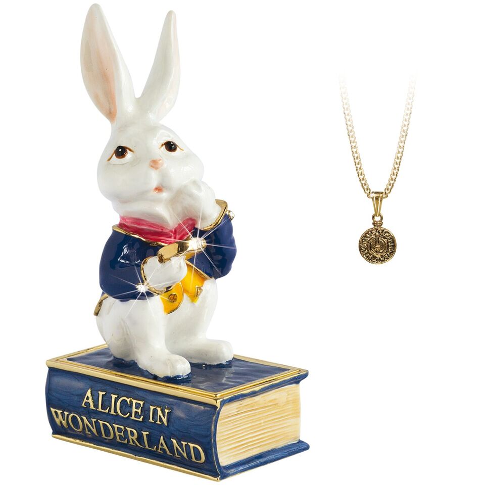 Trinket Box &amp; Pendant Necklace Alice in Wonderland Characters Gift Boxed