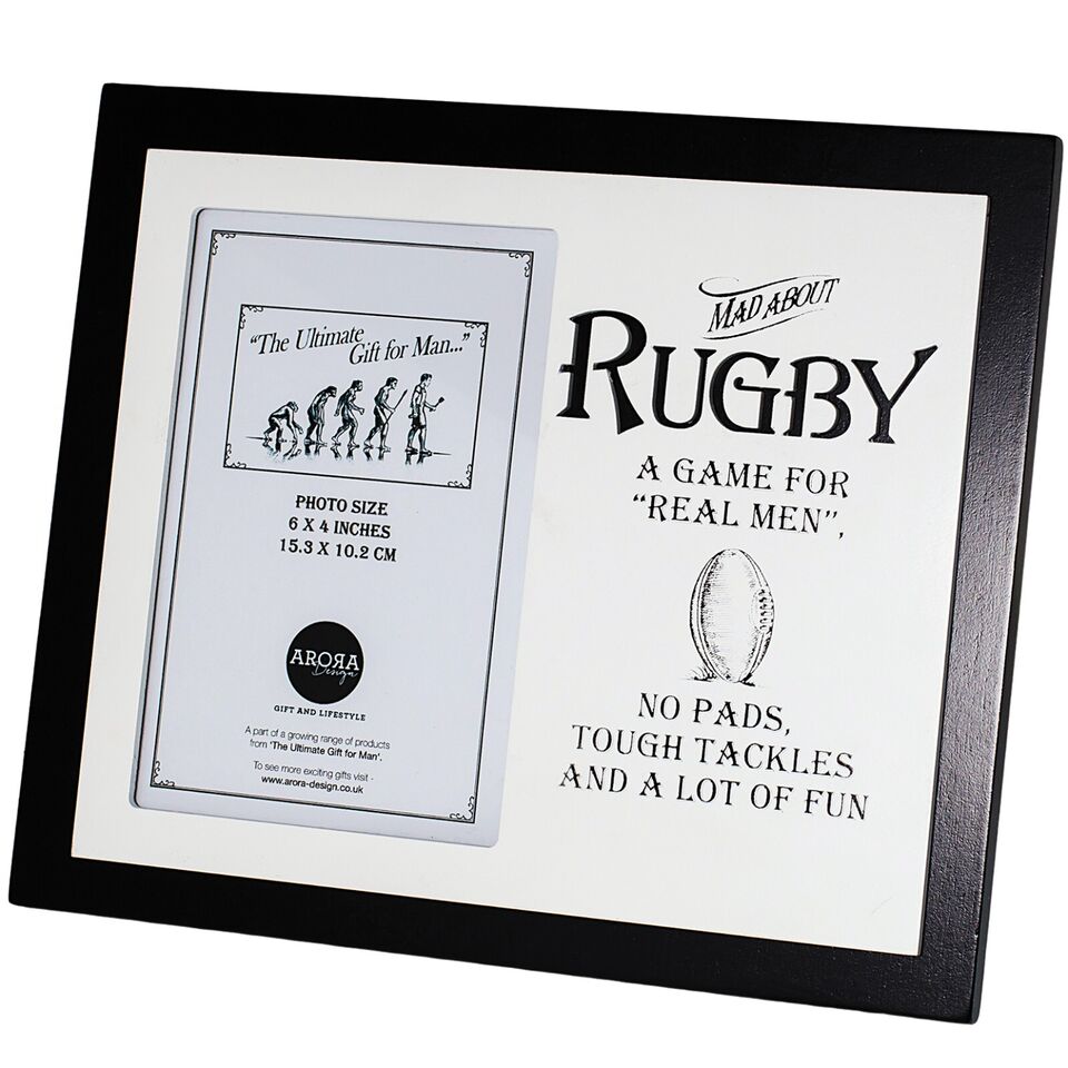 Sports Photo Frame Cricket Football Rugby Or Golf Fathers Day Gift Black &amp; White