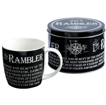 Sports Mug in a Tin Choice of Cycling Rambler or Poker Fathers Day Black &amp; White
