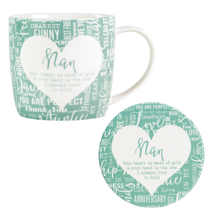 Mug &amp; Coaster Choice of Auntie Daughter Friendship Mum Nan or Sister Ideal Gift