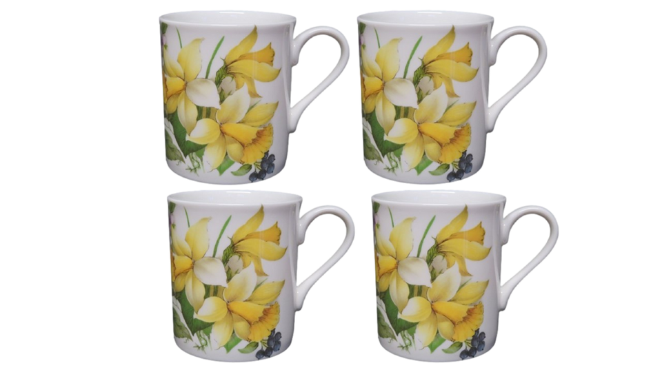 Fine Bone China Mugs Pack 4 Mugs Daffodil Tulip Freesia or Crocus Choice of 4