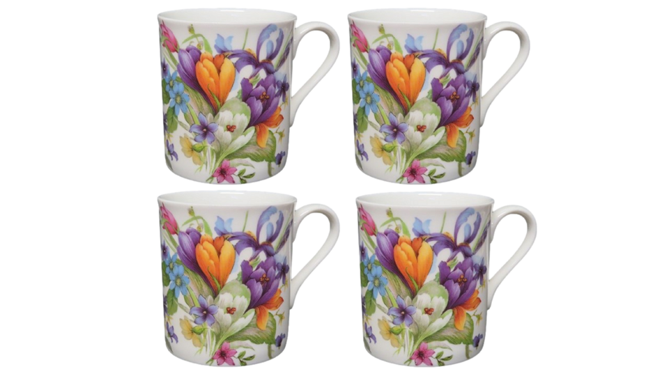 Fine Bone China Mugs Pack 4 Mugs Daffodil Tulip Freesia or Crocus Choice of 4