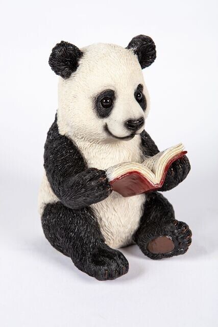 Reading Panda Ornament Figurine Statue Home Decor Garden Wildlife Weather Proof