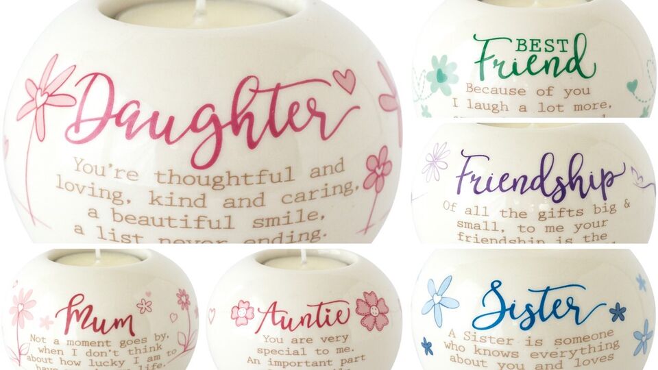 Tea Light Holder Auntie Best Friend Daughter Friendship Mum or Sister Gift Box