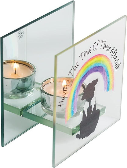 Tea Light Holder Dog Cat Loss Memorial Pet Sympathy Gift Rainbow Bridge Friends