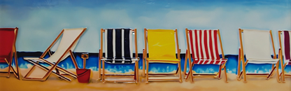 Nautical Deckchairs Tile Picture Plaque Wall Sign Tube Lined Ceramic 30x10cm